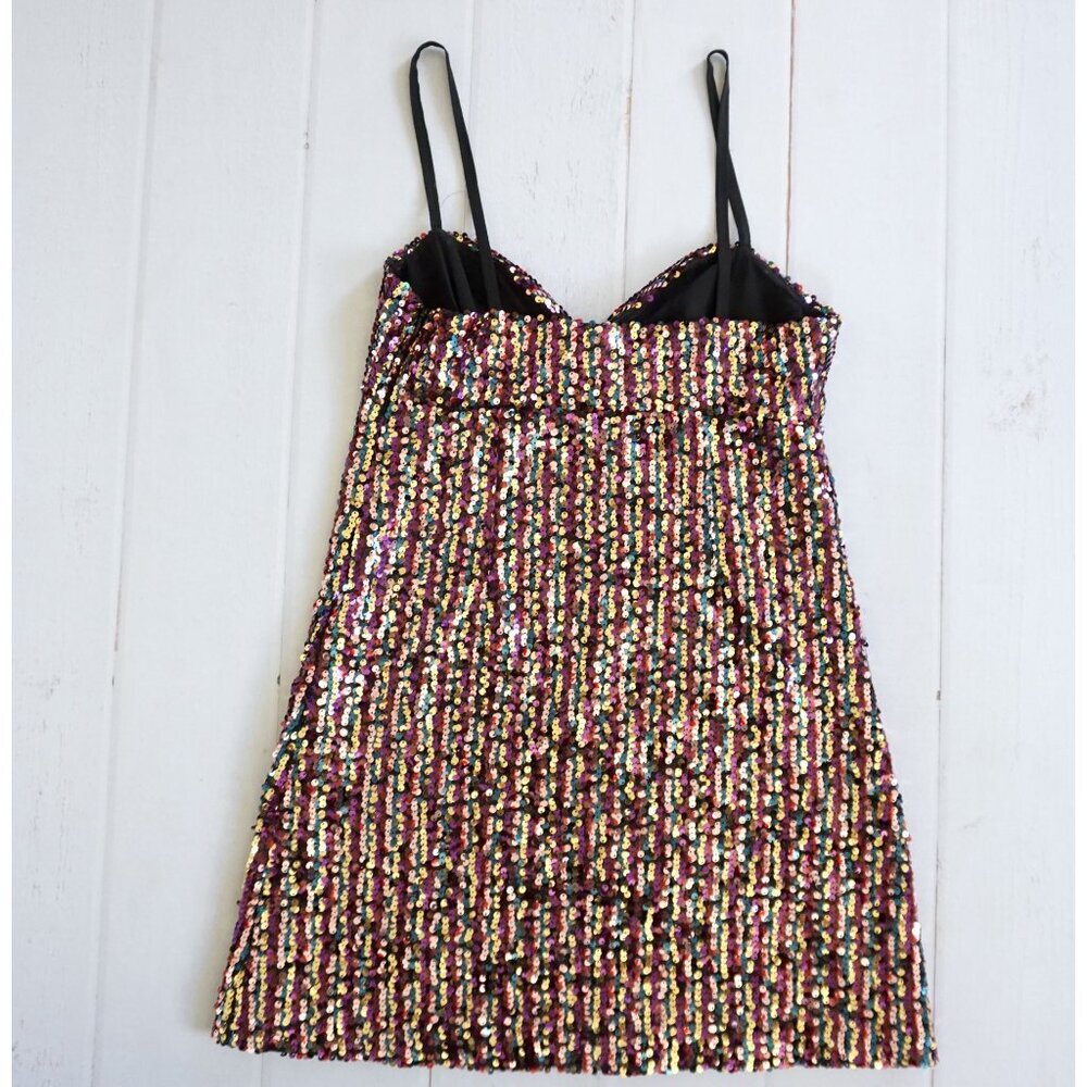 ZARA Multicolor Sequin Mini Cocktail Party Dress - Size XS - Picture 5 of 6
